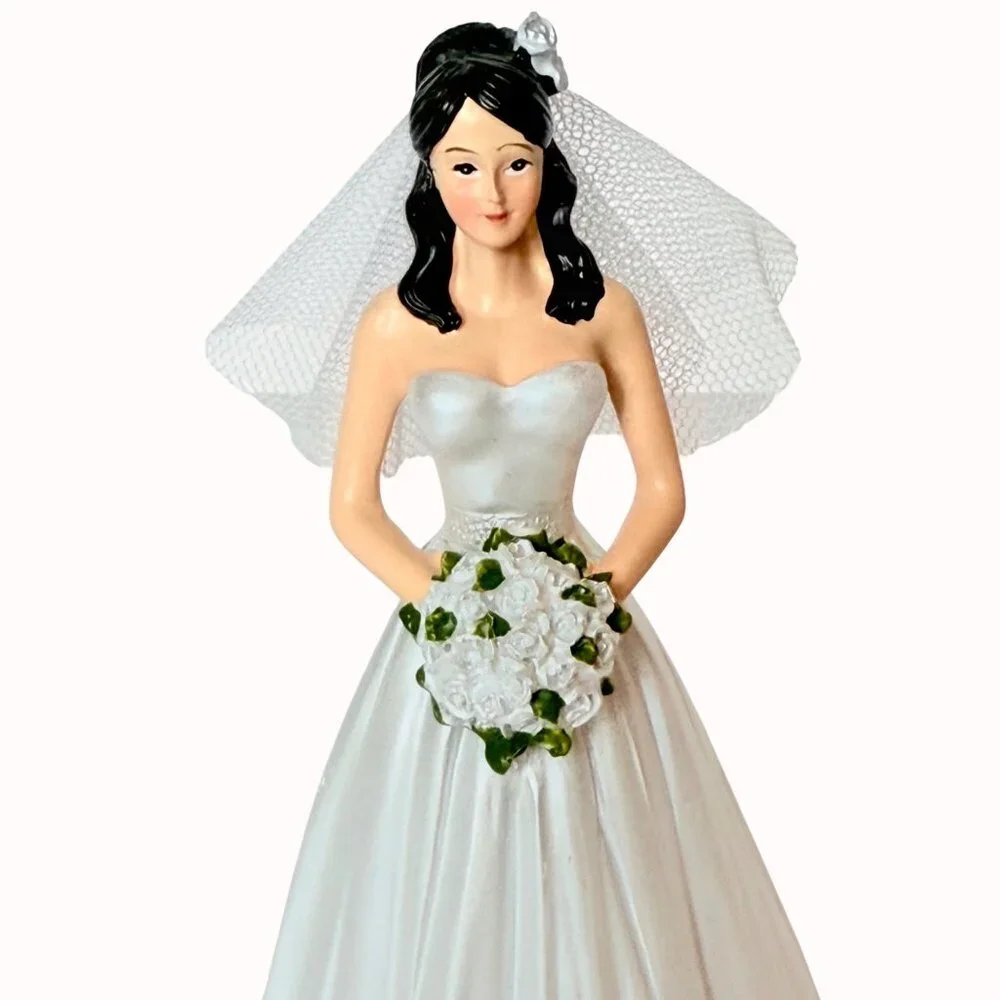 Wilton Bride Cake Topper Figurine Wedding Bridal Shower VTG Decor Black Hair